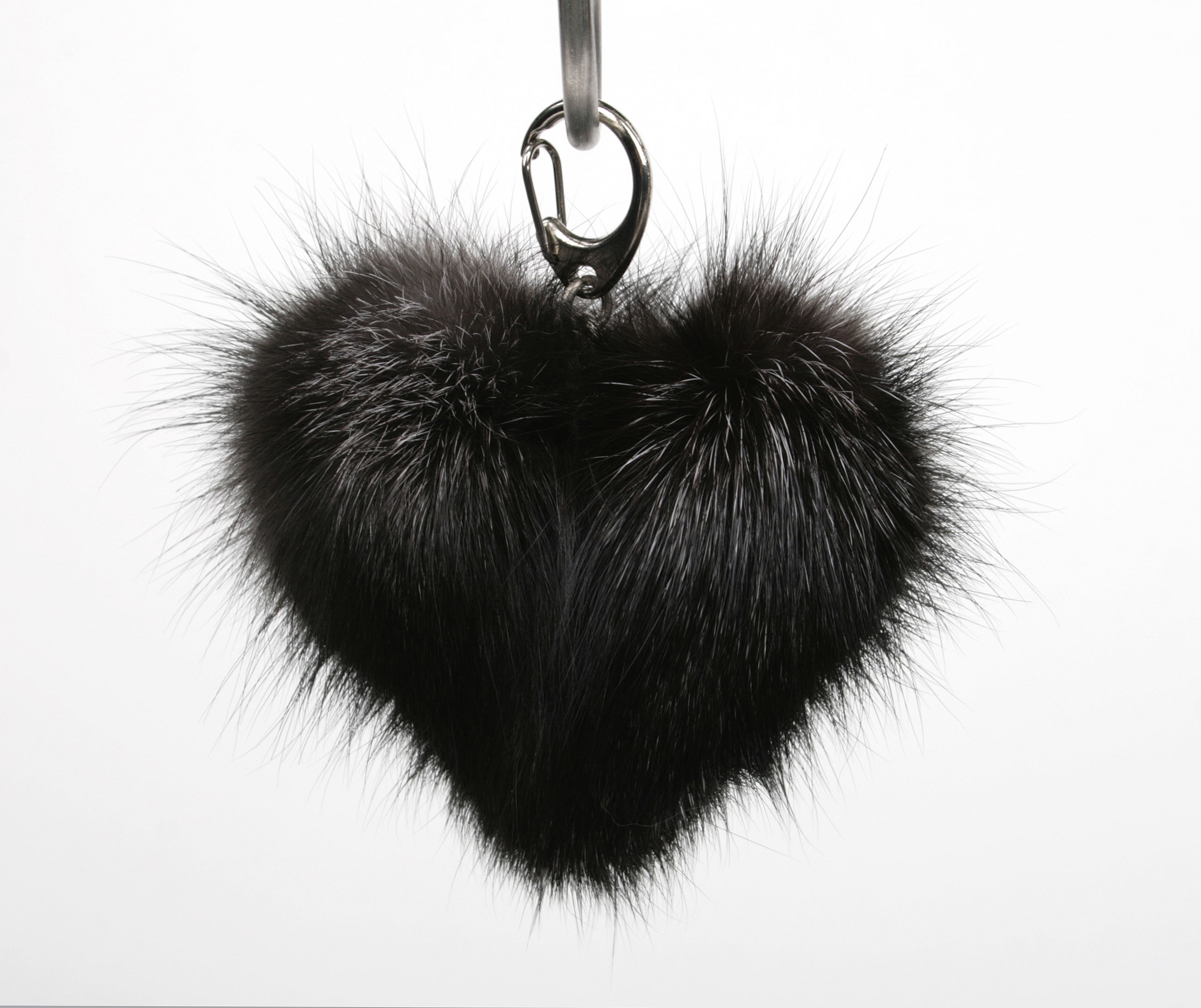 Silver fox fur heart pendants