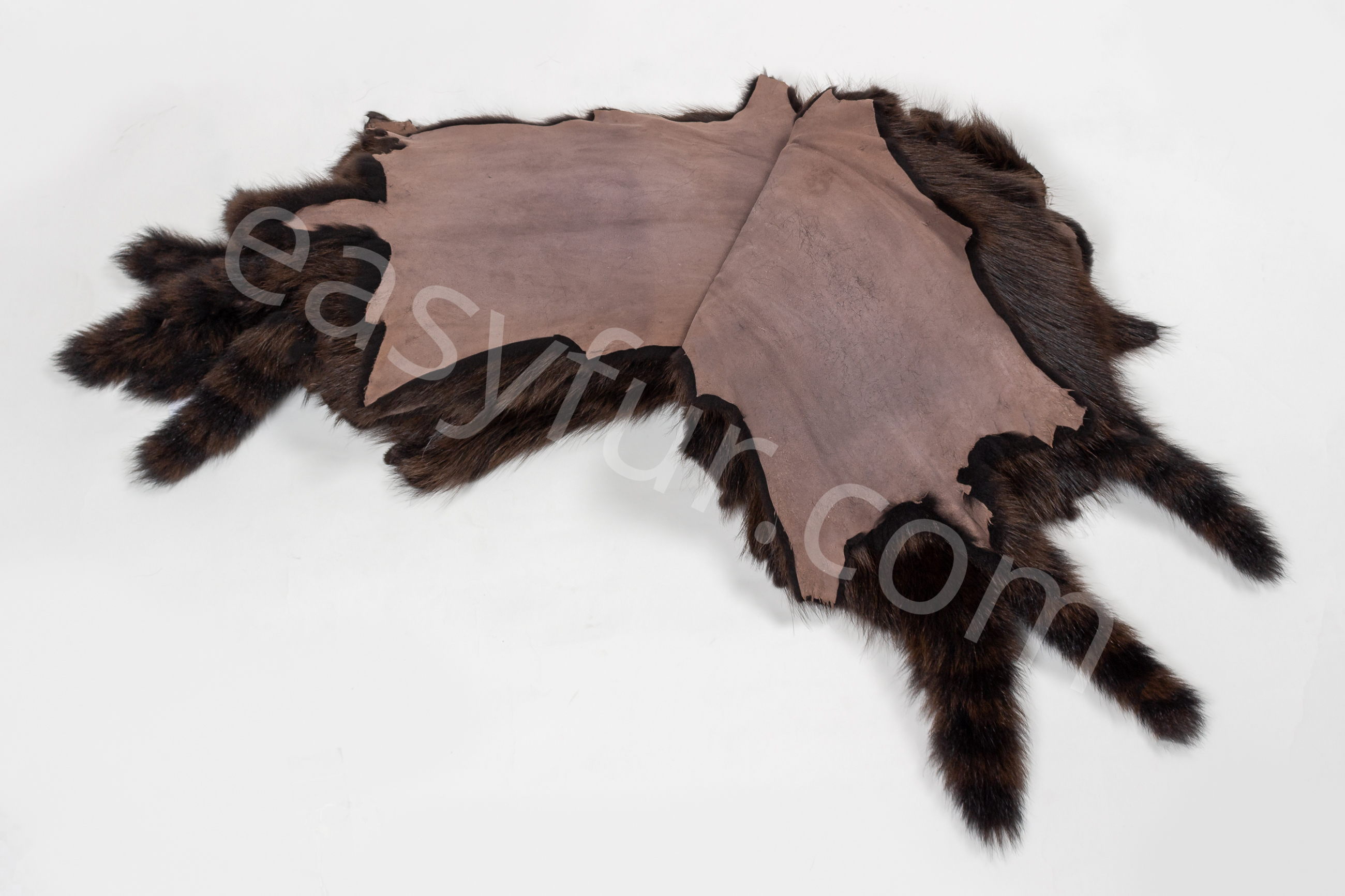 Raccoon Fur Skins in dark brown